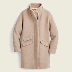 NWT Jcrew Cocoon coat in Italian stadium-cloth wool, Size 4 in sand color